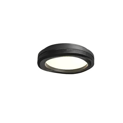 Timber Round Wood Ceiling Lamp ? 17.7’’ x H 5.1’’ / Black & Black / Warm Light Ceiling lamp