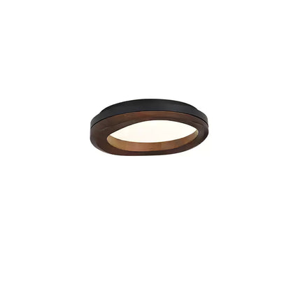 Timber Round Wood Ceiling Lamp ? 17.7’’ x H 5.1’’ / Black & Walnut Color / Warm Light Ceiling lamp