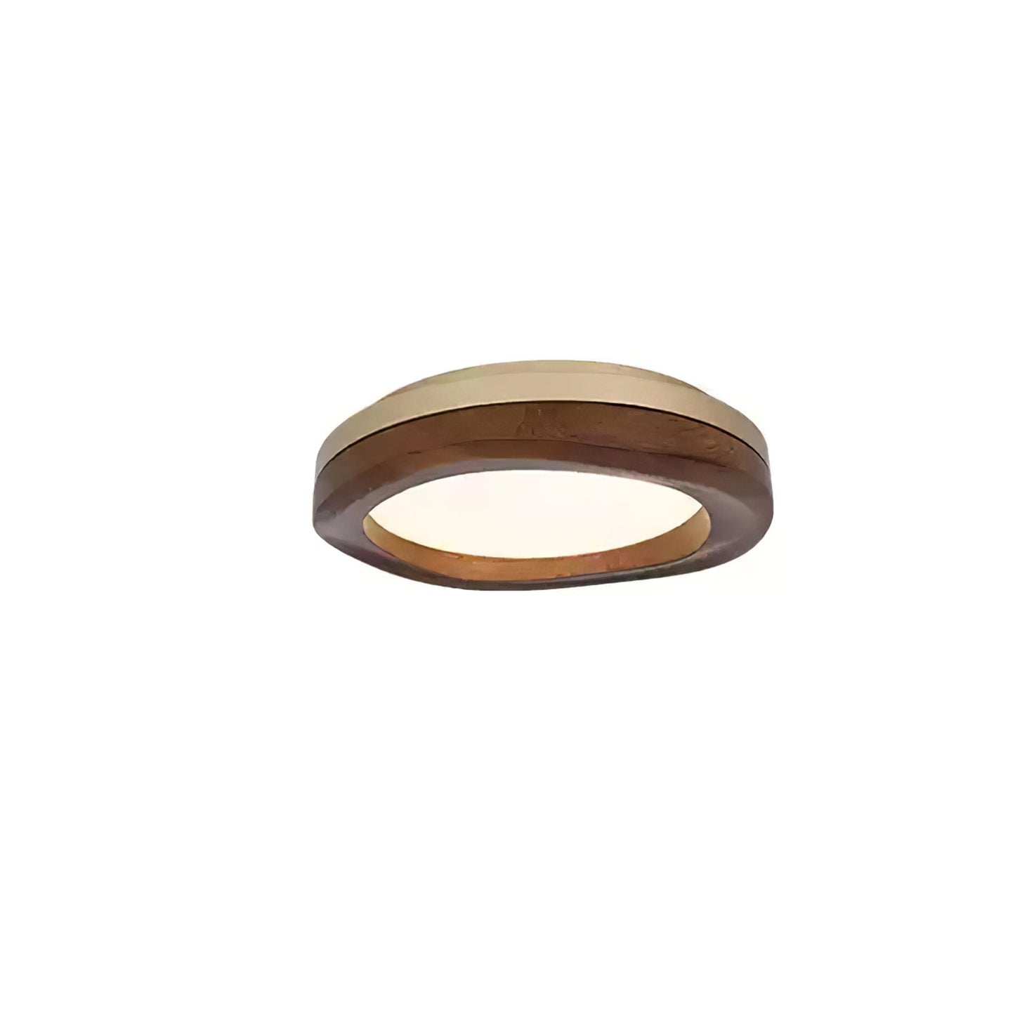 Timber Round Wood Ceiling Lamp ? 17.7’’ x H 5.1’’ / Gold & Walnut Color / Warm Light Ceiling lamp