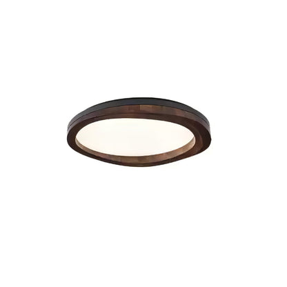Timber Round Wood Ceiling Lamp ? 31.5’’ x H 5.1’’ / Black & Walnut Color / Warm Light Ceiling lamp