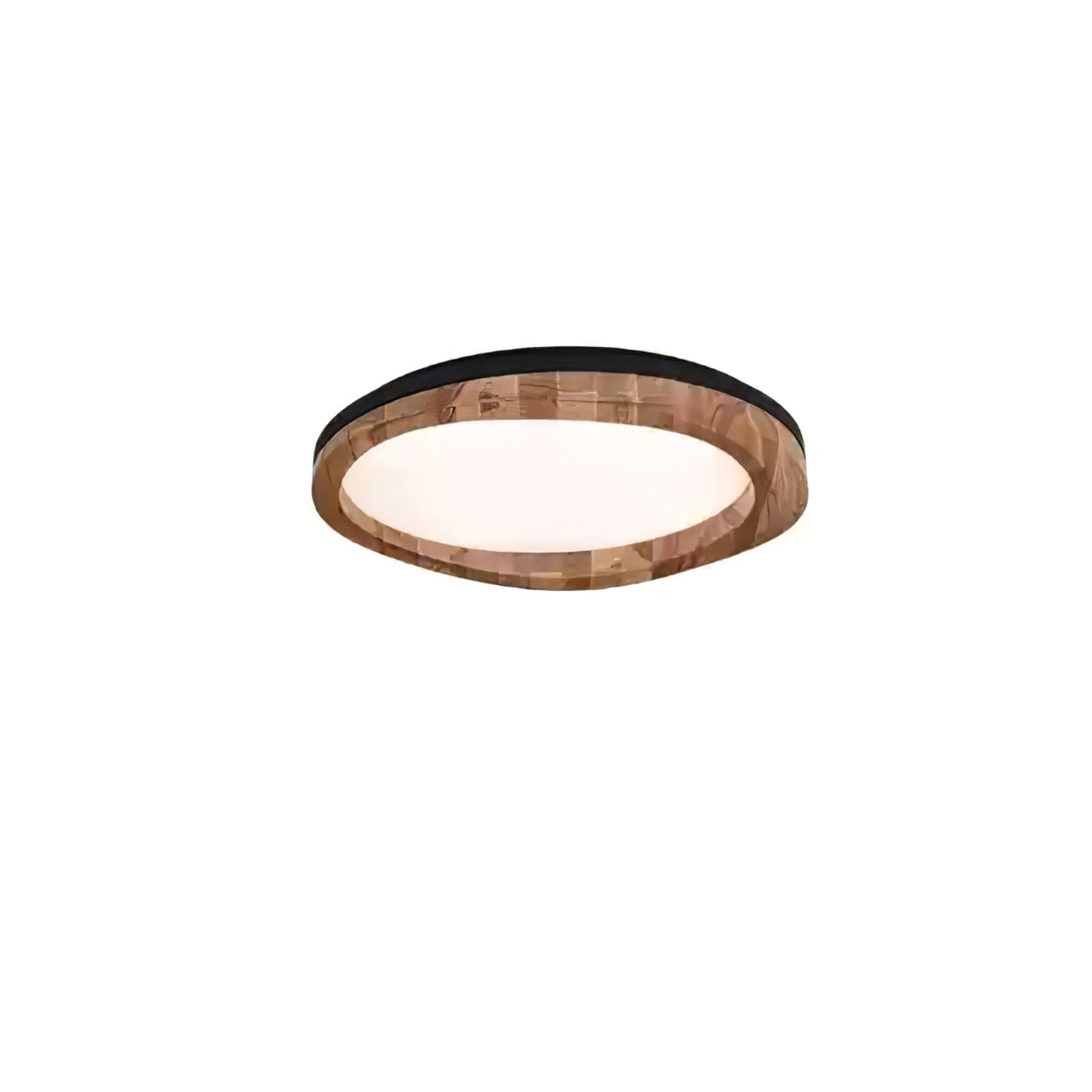 Timber Round Wood Ceiling Lamp ? 23.6’’ x H 5.1’’ / Black & Wood Color / Warm Light Ceiling lamp