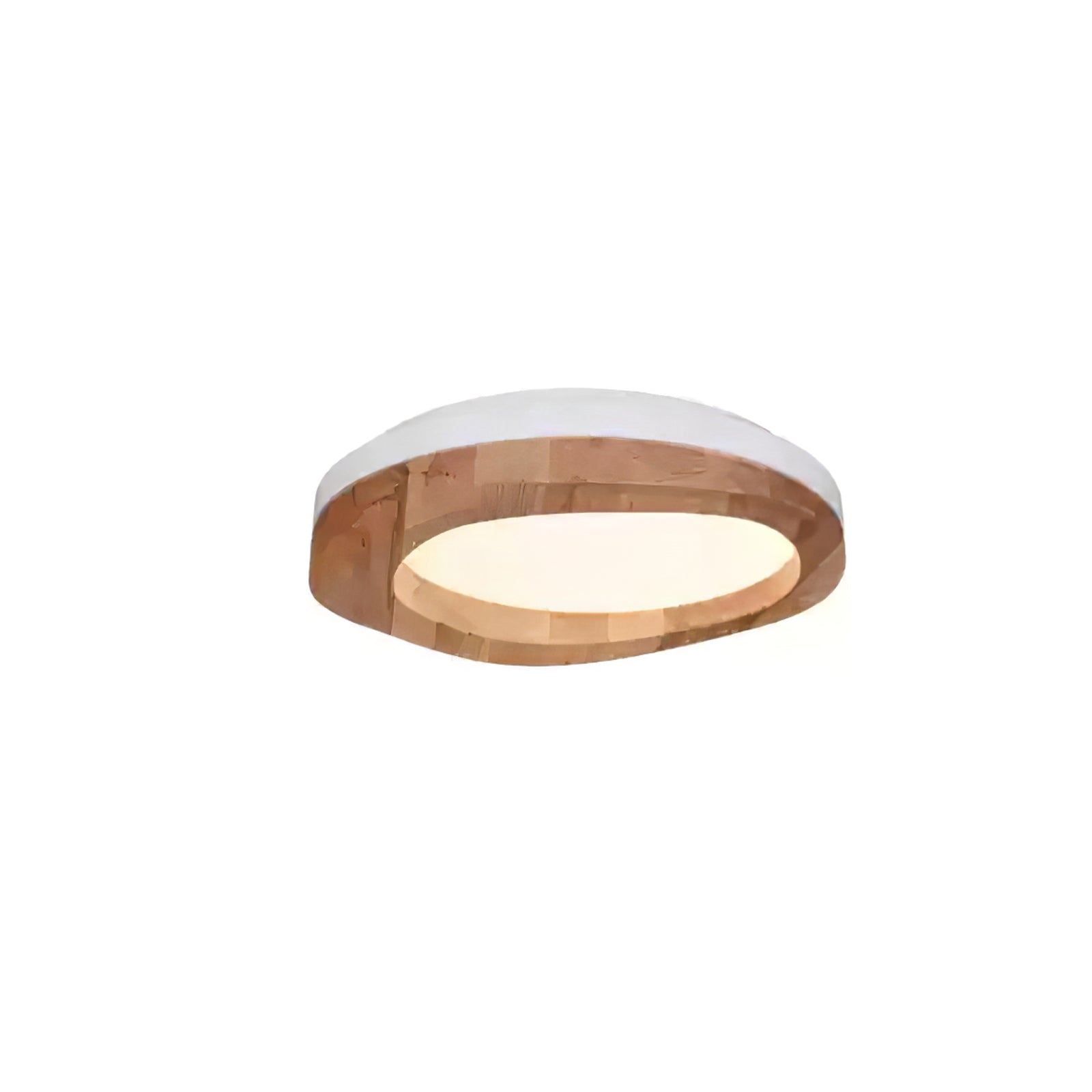 Timber Round Wood Ceiling Lamp ? 17.7’’ x H 5.1’’ / White & Wood Color / Warm Light Ceiling lamp