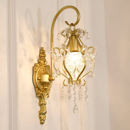 Timon Crystal Wall Lamp W 6.7″ x D 8.7″x H 15.7″ / W 17cm x D 22cm x H 40cm / Gold / 1 Piece Wall lamp