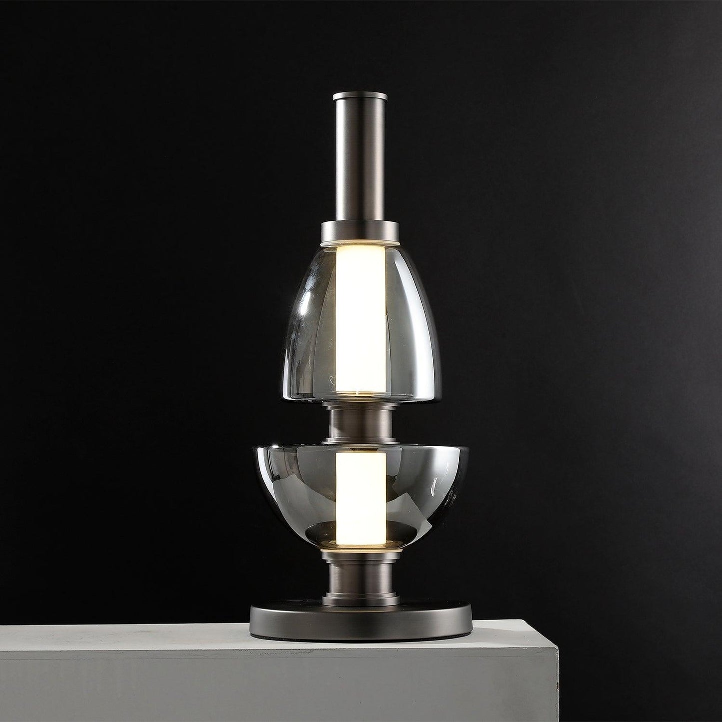 Symbol Table Light Dia 7.9″ x H 19.7″ / Dia 20cm x H 50cm / Black + Smoke Gray / US plug Table lamp