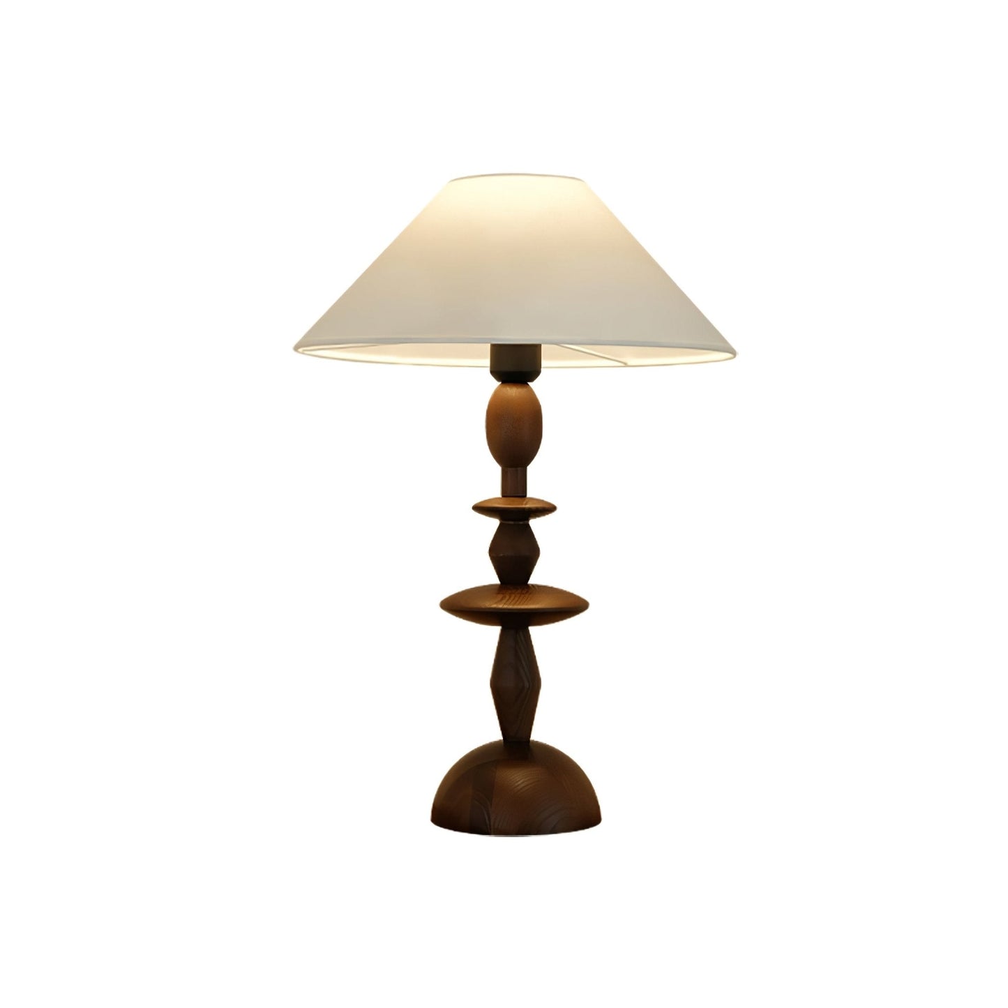 Tournage Wood Table Lamp Dia 15.7″ x H 25.2″ / Dia 40cm x H 64cm / White Linen & Walnut Color / US Plug Table lamp