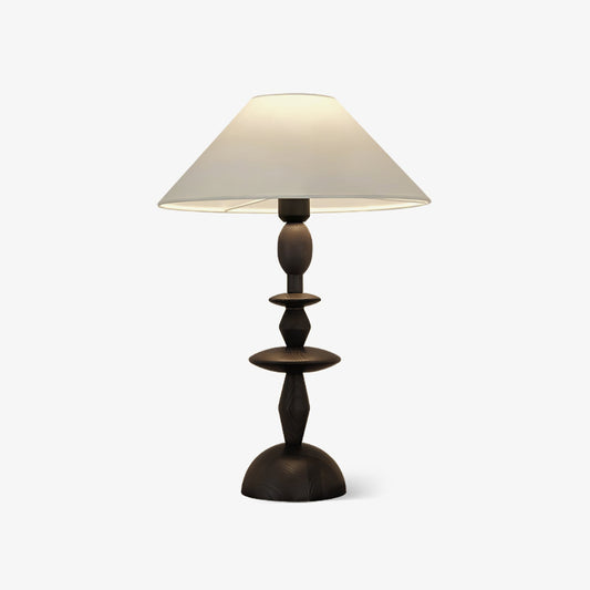 Tournage Wood Table Lamp Dia 15.7″ x H 25.2″ / Dia 40cm x H 64cm / White Linen & Black / US Plug Table lamp