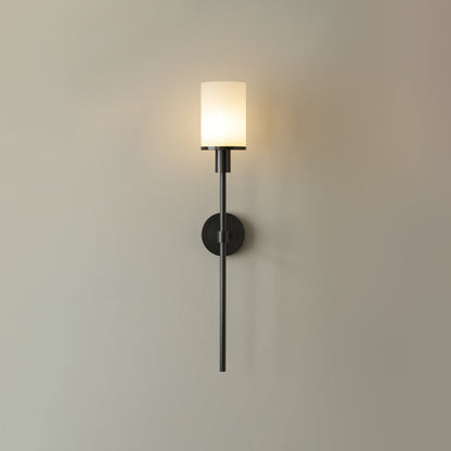 Tracie Classic Sconce Dia 3.9″ x H 23.6″ & Alabaster / Black / Single Wall lamp