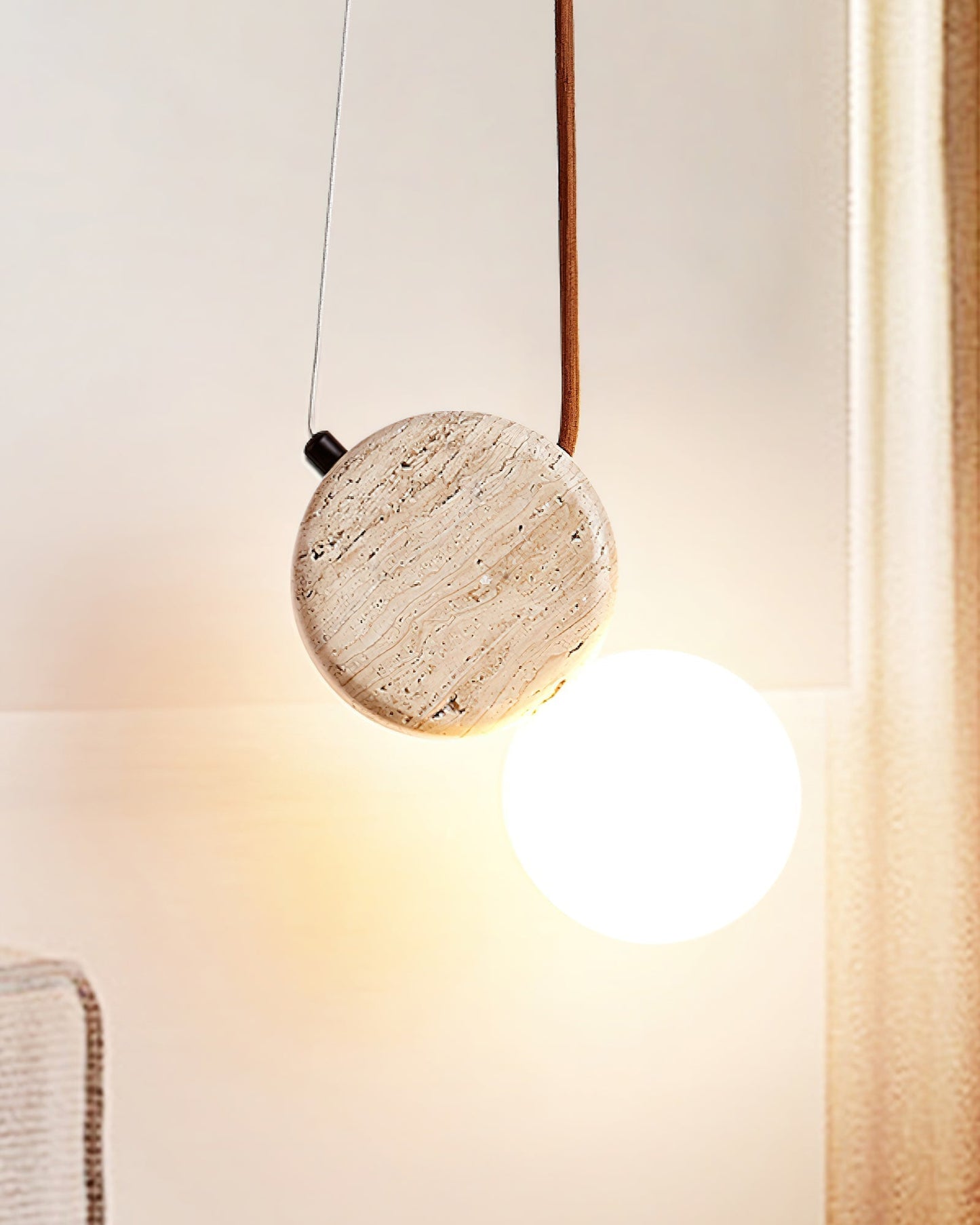 Tranquil Glow Pendant Lamp Dia 4.3″ x H 8.3″ / Yellow Travertine pendant Lamp