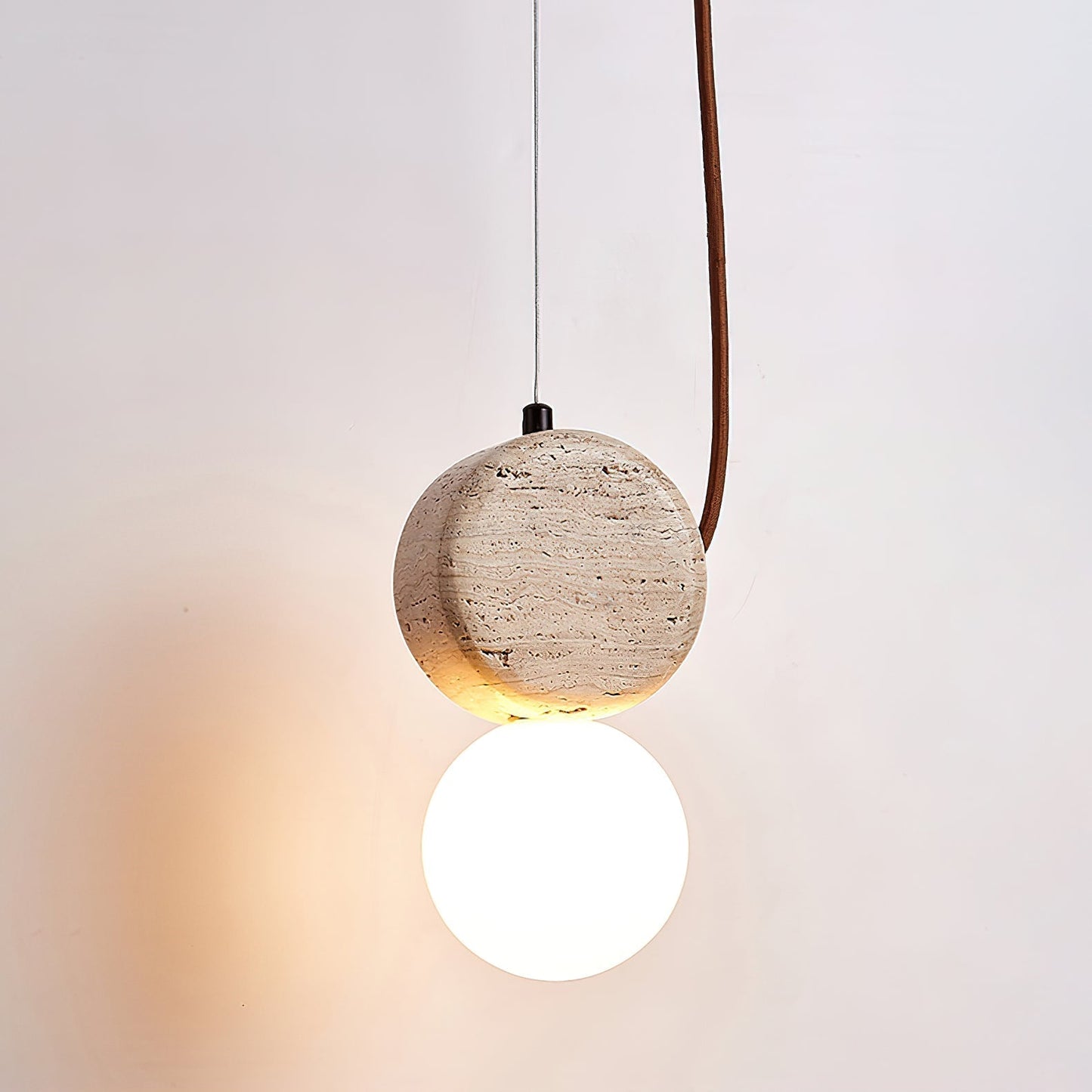 Tranquil Glow Pendant Lamp Dia 4.3″ x H 8.3″ / Yellow Travertine pendant Lamp