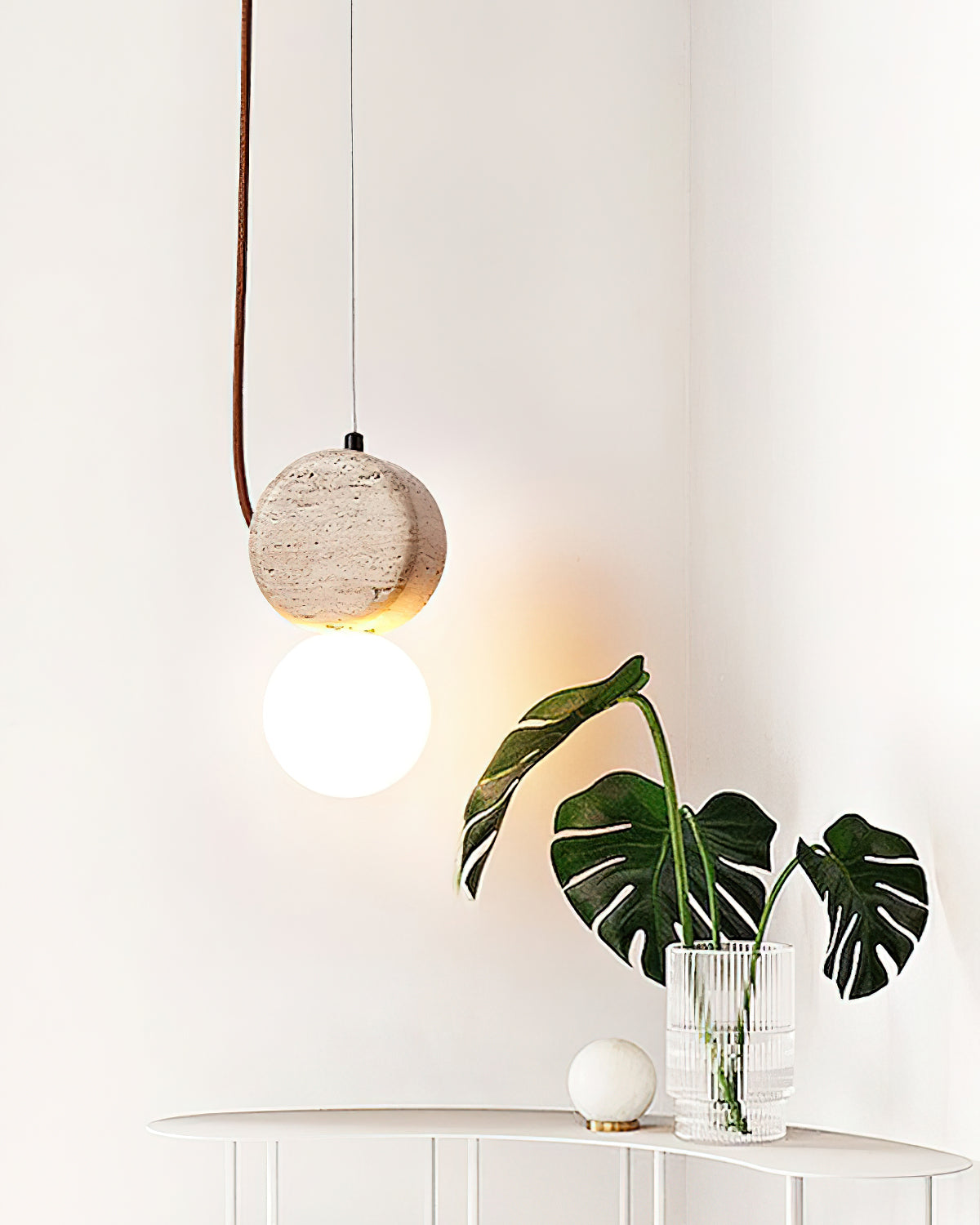 Tranquil Glow Pendant Lamp Dia 4.3″ x H 8.3″ / Yellow Travertine pendant Lamp