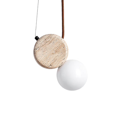 Tranquil Glow Pendant Lamp Dia 4.3″ x H 8.3″ / Yellow Travertine pendant Lamp