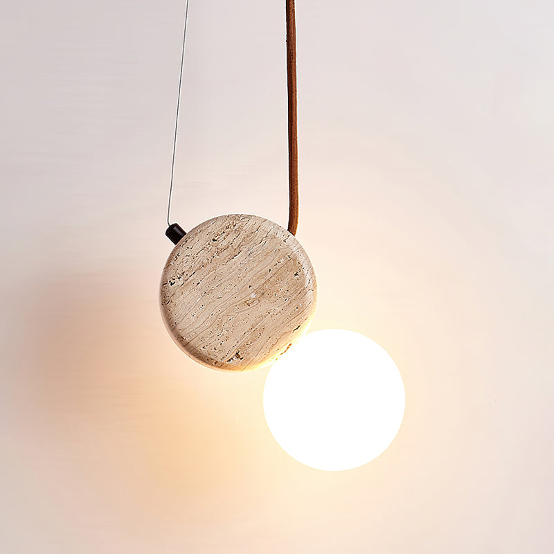 Tranquil Glow Pendant Lamp Dia 4.3″ x H 8.3″ / Yellow Travertine pendant Lamp