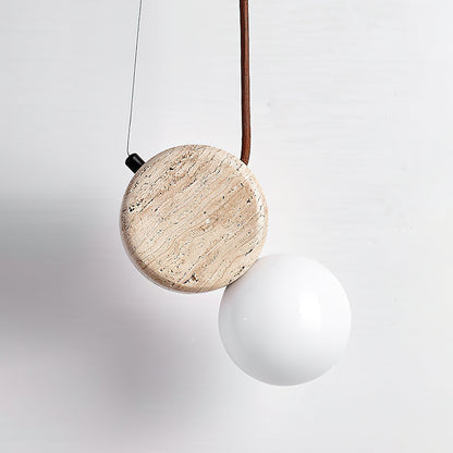 Tranquil Glow Pendant Lamp Dia 4.3″ x H 8.3″ / Yellow Travertine pendant Lamp