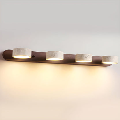 Travertine Duo Wall Light 4-Light: ? 27.6″ x H 2.4″ / Walnut Color / Warm Light Wall lamp