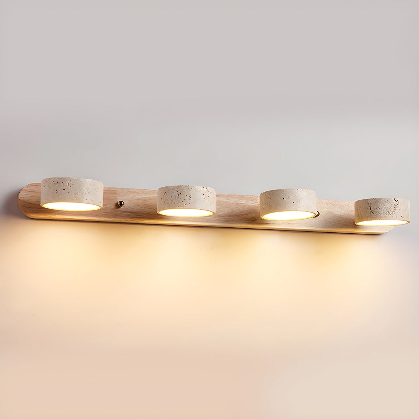 Travertine Duo Wall Light 4-Light: ? 27.6″ x H 2.4″ / Wood Color / Warm Light Wall lamp