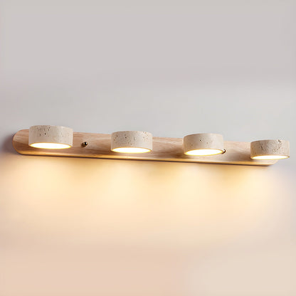 Travertine Duo Wall Light 4-Light: ? 27.6″ x H 2.4″ / Wood Color / Warm Light Wall lamp
