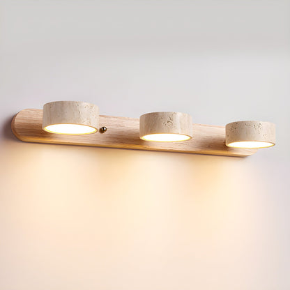 Travertine Duo Wall Light 3-Light: ? 20.1″ x H 2.4″ / Wood Color / Warm Light Wall lamp