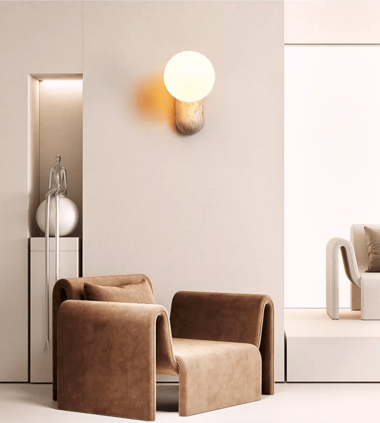 Travertine Pebble Wall Light