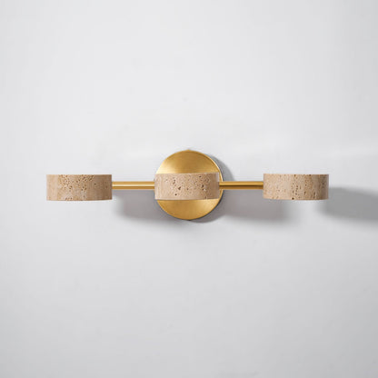 Traviso Beam Vanity Light 3-Lights Dia 18.1″ x H 1.6″ / Yellow Travertine & Copper / Warm Light 1001 Wall lamp