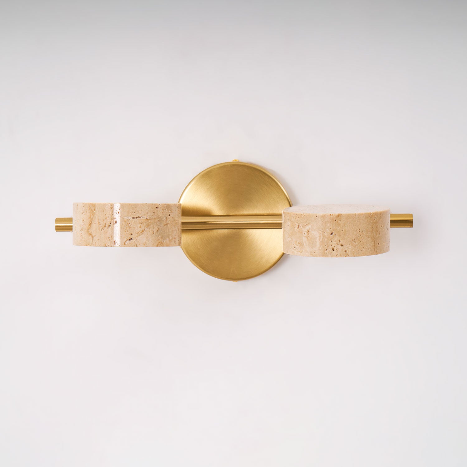 Traviso Beam Vanity Light 2-Lights Dia 12.6″ x H 1.6″ / Yellow Travertine & Copper / Warm Light 1001 Wall lamp