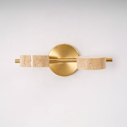 Traviso Beam Vanity Light 2-Lights Dia 12.6″ x H 1.6″ / Yellow Travertine & Copper / Warm Light 1001 Wall lamp
