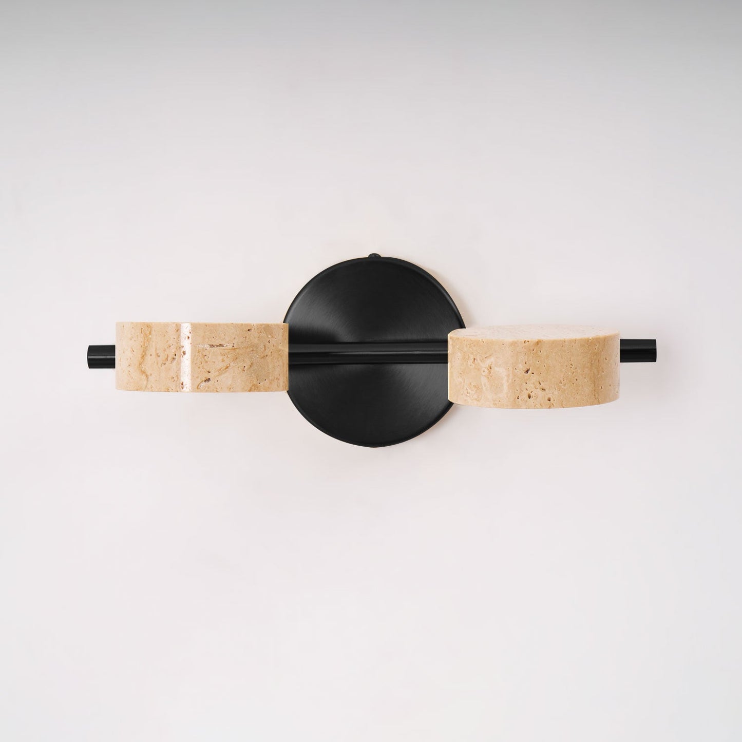 Traviso Beam Vanity Light 2-Lights Dia 12.6″ x H 1.6″ / Yellow Travertine & Black / Warm Light 1001 Wall lamp