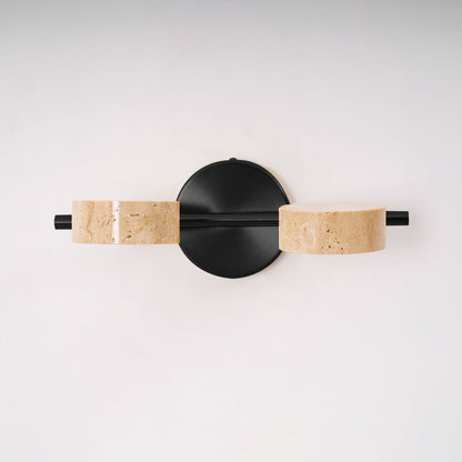 Traviso Beam Vanity Light 2-Lights Dia 12.6″ x H 1.6″ / Yellow Travertine & Black / Warm Light 1001 Wall lamp