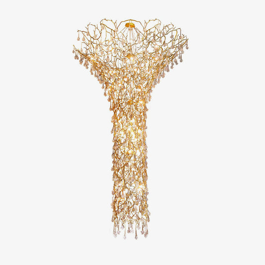 Tree Branch Staircase Chandelier ? 59″ x H 141.7″ / Dia 150cm x H 360cm / Brass / suitable for spaces over 12