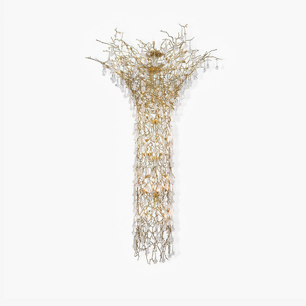Tree Branch Staircase Chandelier ? 59″ x H 141.7″ / Dia 150cm x H 360cm / Brass / suitable for spaces over 12