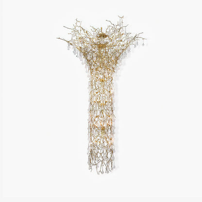 Tree Branch Staircase Chandelier ? 59″ x H 141.7″ / Dia 150cm x H 360cm / Brass / suitable for spaces over 12