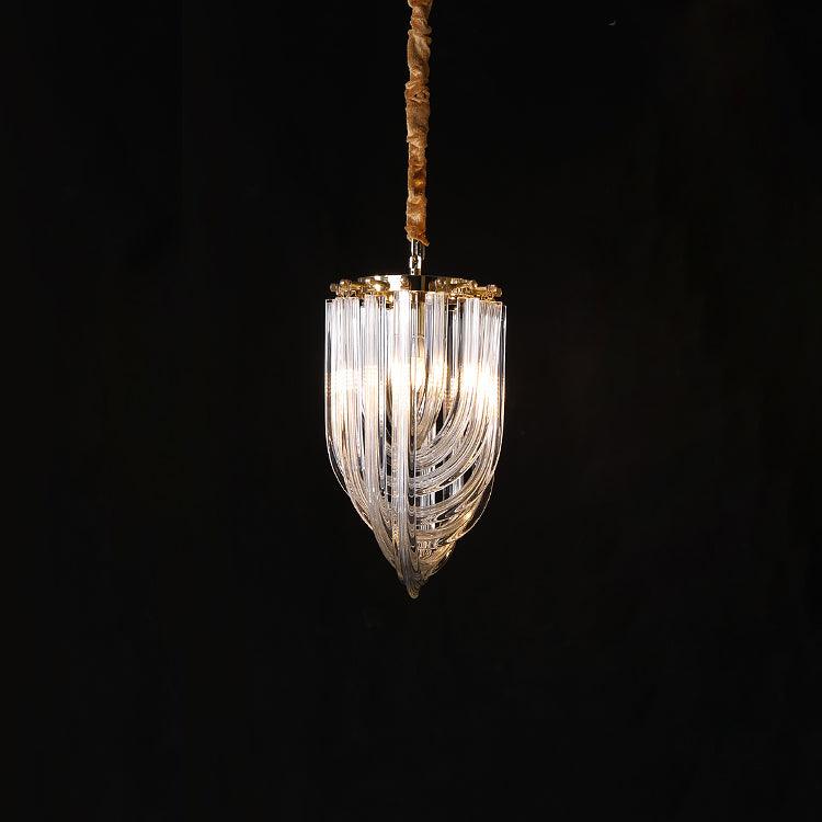 Trevi Murano Chandelier Dia 7.9″ x H 15.7″ / Dia 20cm x H 40cm / Gold & Clear Chandelier