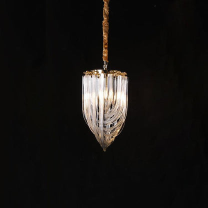 Trevi Murano Chandelier Dia 7.9″ x H 15.7″ / Dia 20cm x H 40cm / Gold & Clear Chandelier