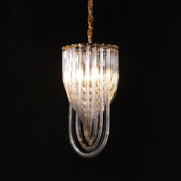 Trevi Murano Chandelier Dia 11.8″ x H 23.6″ / Dia 30cm x H 60cm / Gold & Clear Chandelier