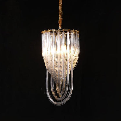 Trevi Murano Chandelier Dia 11.8″ x H 23.6″ / Dia 30cm x H 60cm / Gold & Clear Chandelier