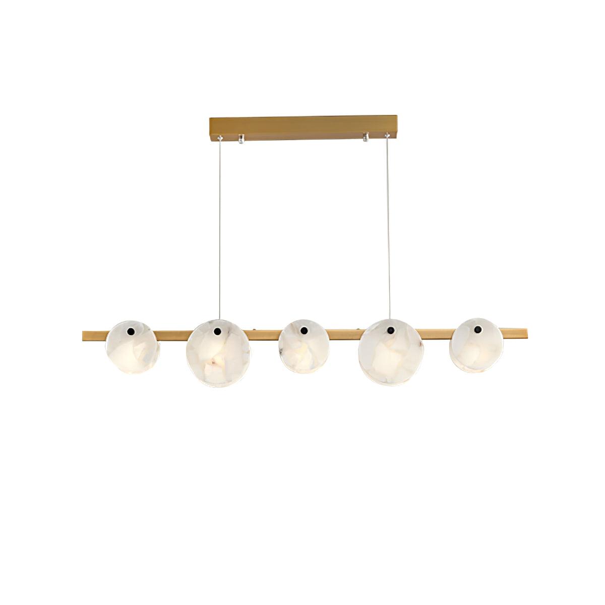 Trinidad Dining Room Chandelier 5 Heads L 39.4″ x H 5.9″ / L 100cm x H 15cm / Brass & White / Three-Color Changing