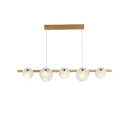 Trinidad Dining Room Chandelier 5 Heads L 39.4″ x H 5.9″ / L 100cm x H 15cm / Brass & White / Three-Color Changing