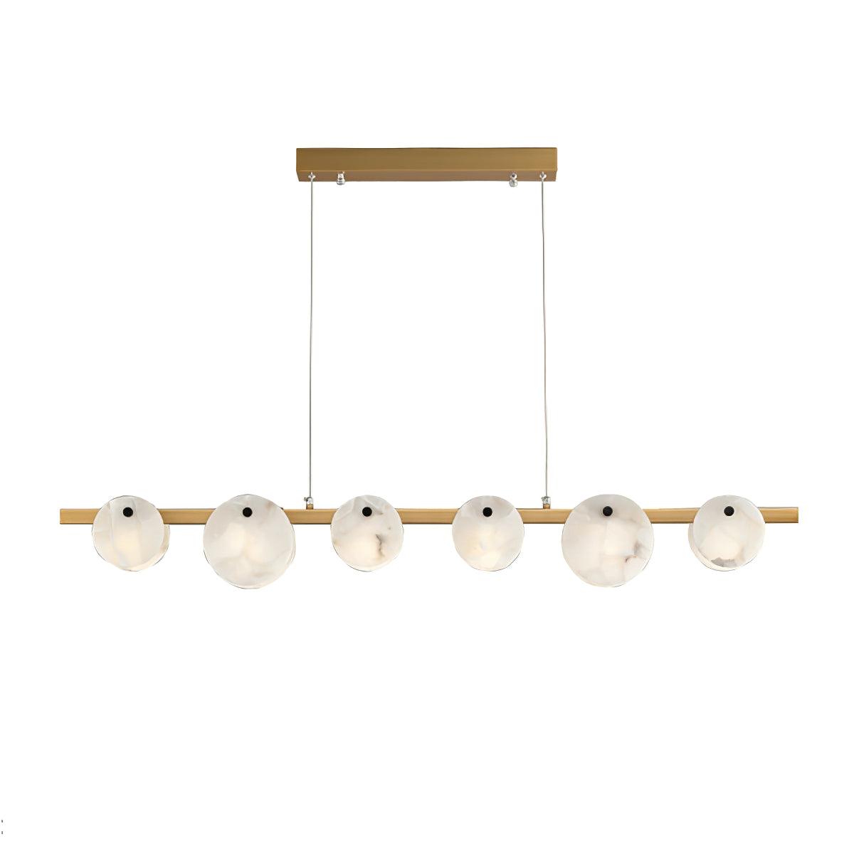 Trinidad Dining Room Chandelier 6 Heads L 47.2″ x H 5.9″ / L 120cm x H 15cm / Brass & White / Three-Color Changing