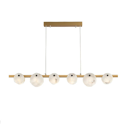 Trinidad Dining Room Chandelier 6 Heads L 47.2″ x H 5.9″ / L 120cm x H 15cm / Brass & White / Three-Color Changing