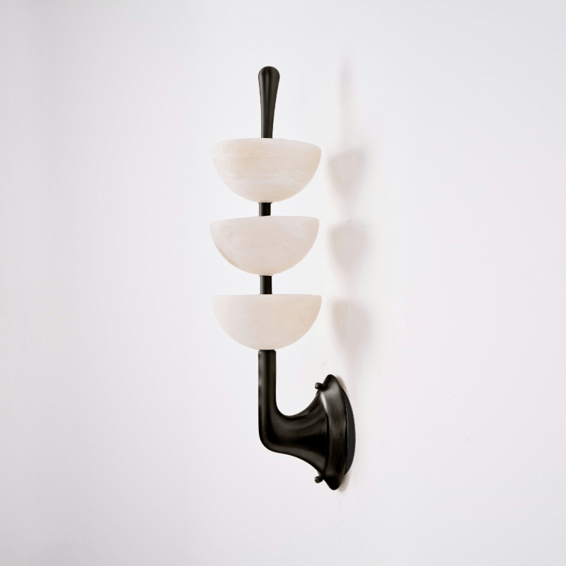 Triple Alabaster Wall Sconce Dia 5.9″ x H 21.7″ / Dia 15cm x H 55cm / Black & Warm Light 1001 Wall lamp