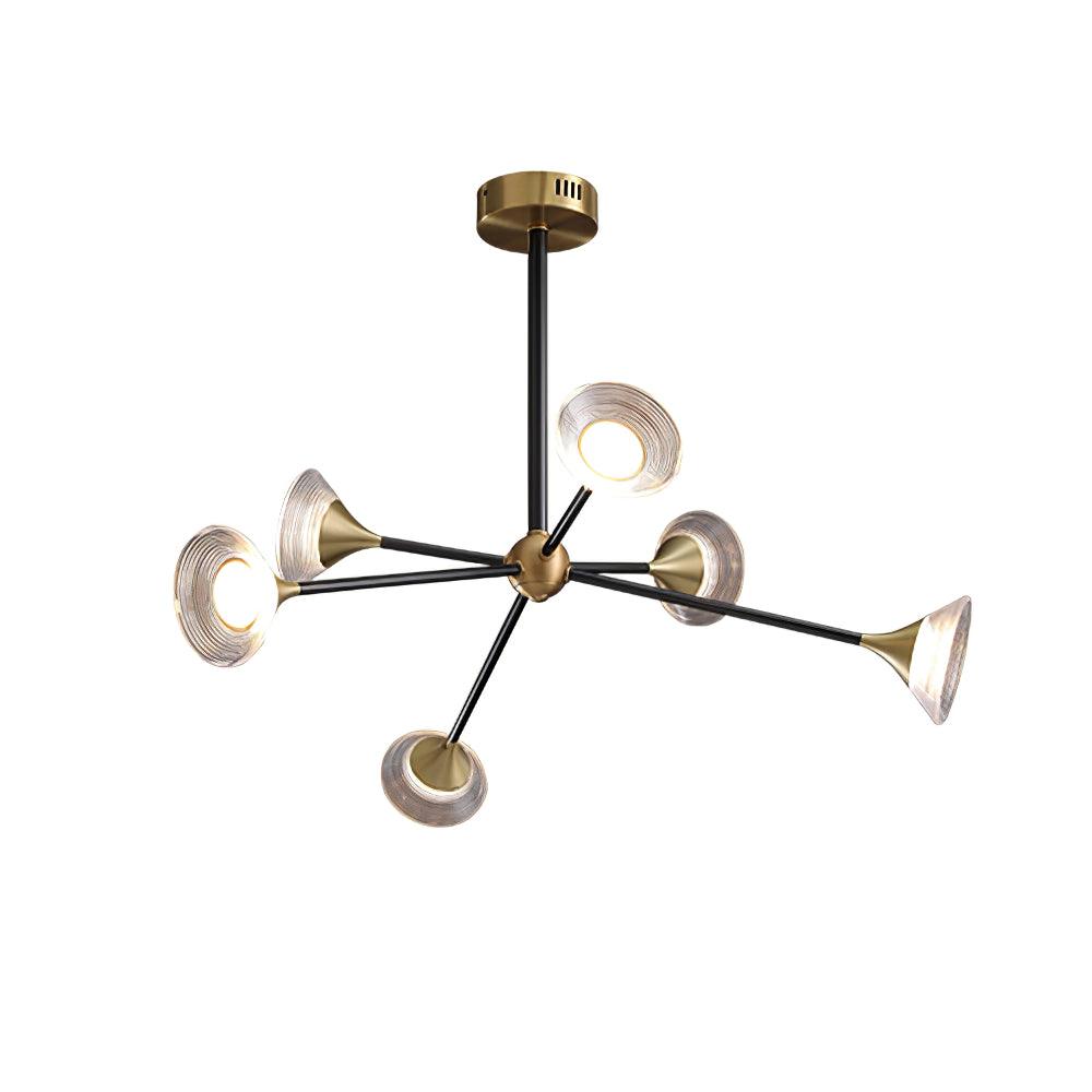 Tristan Chandelier 6 Heads ? 31.5″ x H 21.3″ / Dia 80cm x H 54cm / Gold & Transparent / Three-Color Changing Light
