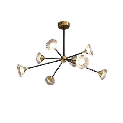 Tristan Chandelier 8 Heads ? 35.4″ x H 22.1″ / Dia 90cm x H 56cm / Gold & Transparent / Three-Color Changing Light