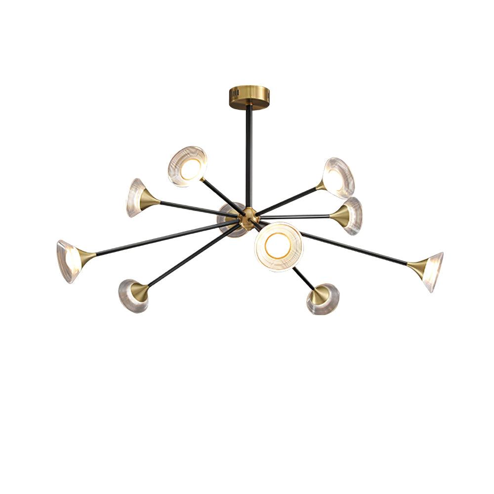 Tristan Chandelier 10 Heads ? 43.3″ x H 22.1″ / Dia 110cm x H 56cm / Gold & Transparent / Three-Color Changing Light