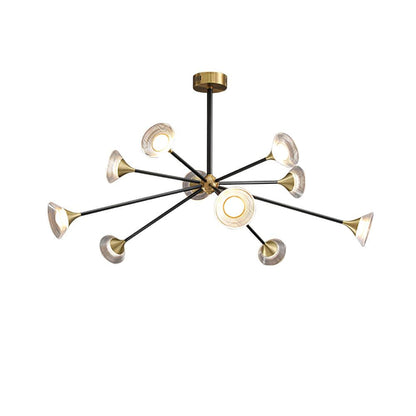Tristan Chandelier 10 Heads ? 43.3″ x H 22.1″ / Dia 110cm x H 56cm / Gold & Transparent / Three-Color Changing Light