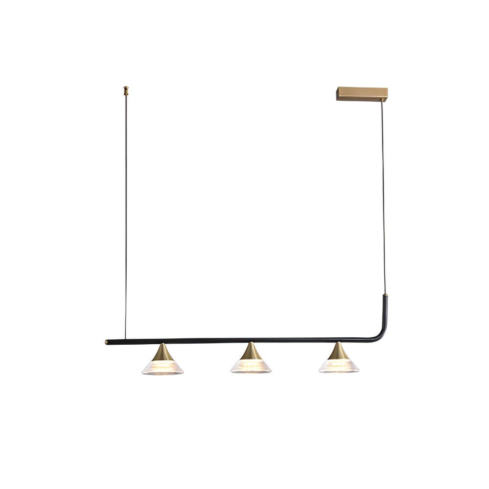 Tristan Restaurant Chandelier 3 Heads L 31.5″ x H 9.4″ / L 80cm x H 24cm / Gold & Transparent / Three-Color Changing