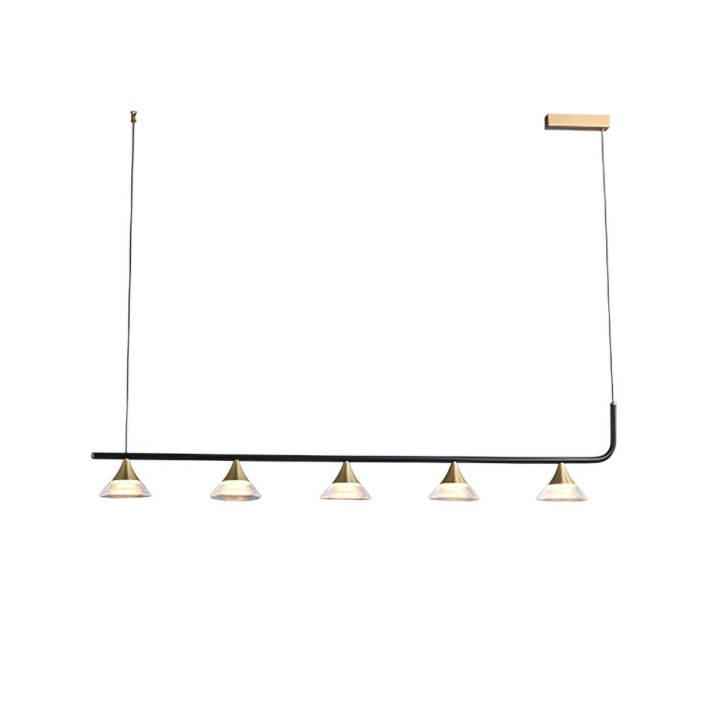 Tristan Restaurant Chandelier 5 Heads L 47.2″ x H 9.4″ / L 120cm x H 24cm / Gold & Transparent / Three-Color Changing