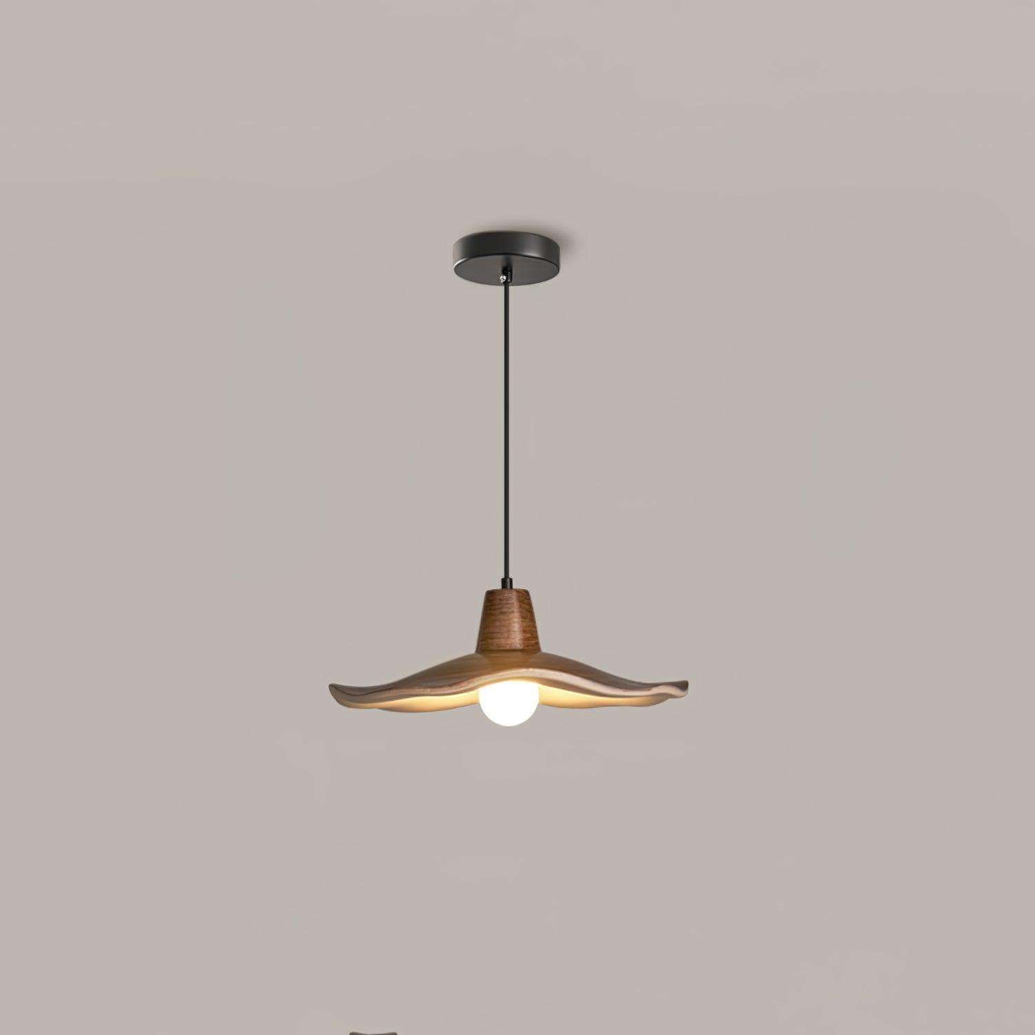 Tropez Pendant Lamp Dia 11″ x H 59″ / Dia 28cm x H 150cm / Imitation walnut wood grain & Black Pendant light