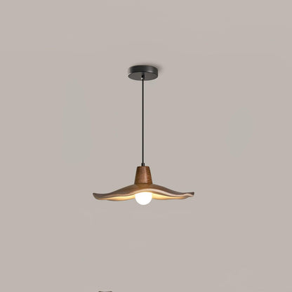Tropez Pendant Lamp Dia 11″ x H 59″ / Dia 28cm x H 150cm / Imitation walnut wood grain & Black Pendant light