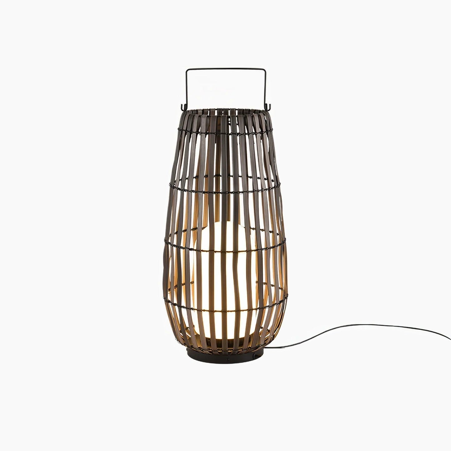 Tropic Braid Lantern Outdoor Lamp Dia 11.8″ x H 15.7″ / Dia 30cm x H 40cm / Model A: Wired Version / Black & Dark Wood