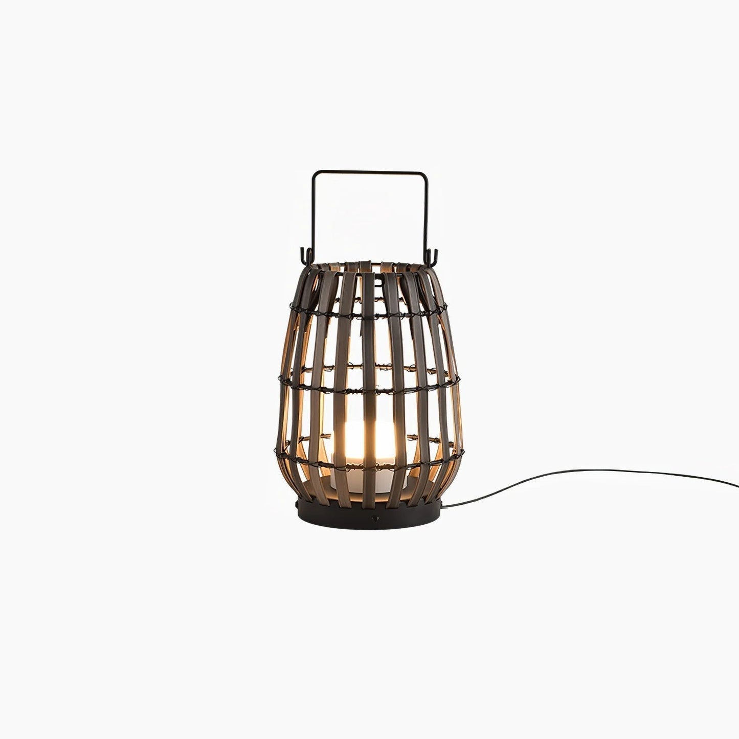 Tropic Braid Lantern Outdoor Lamp Dia 9.8″ x H 13.8″ / Dia 25cm x H 35cm / Model A: Wired Version / Black & Dark Wood