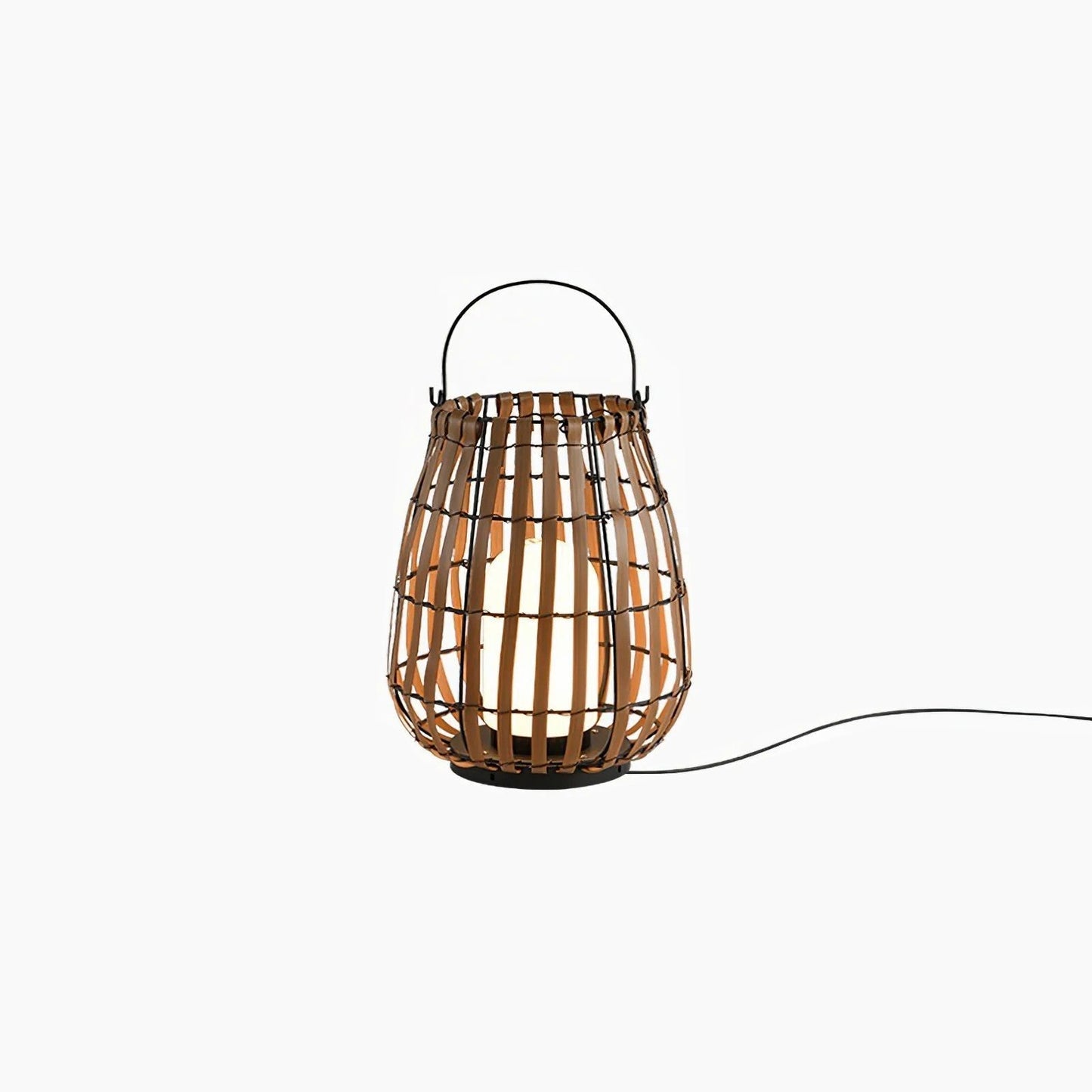 Tropic Braid Lantern Outdoor Lamp Dia 9.8″ x H 13.8″ / Dia 25cm x H 35cm / Model A: Wired Version / Black & Wood color
